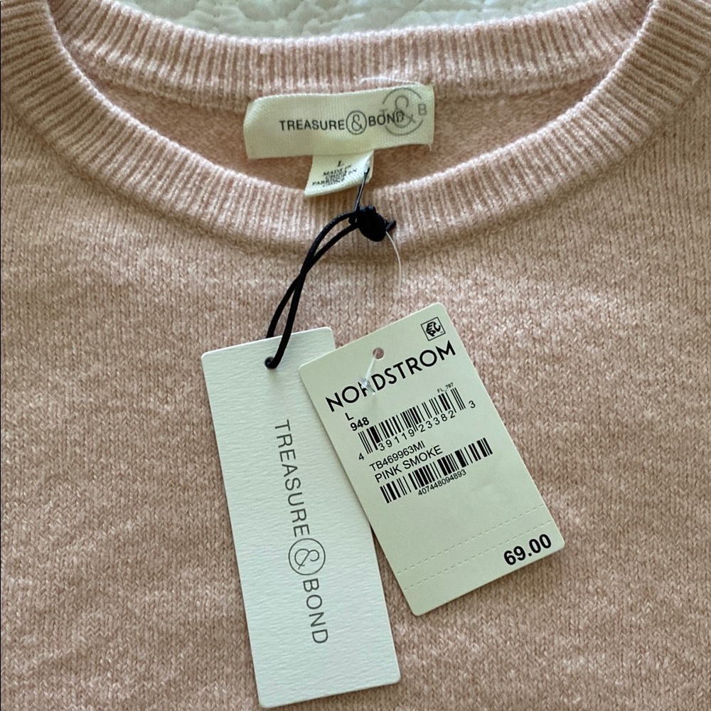 NWT Treasure & Bond long sleeve crew neck peach sweater - Picture 7 of 8